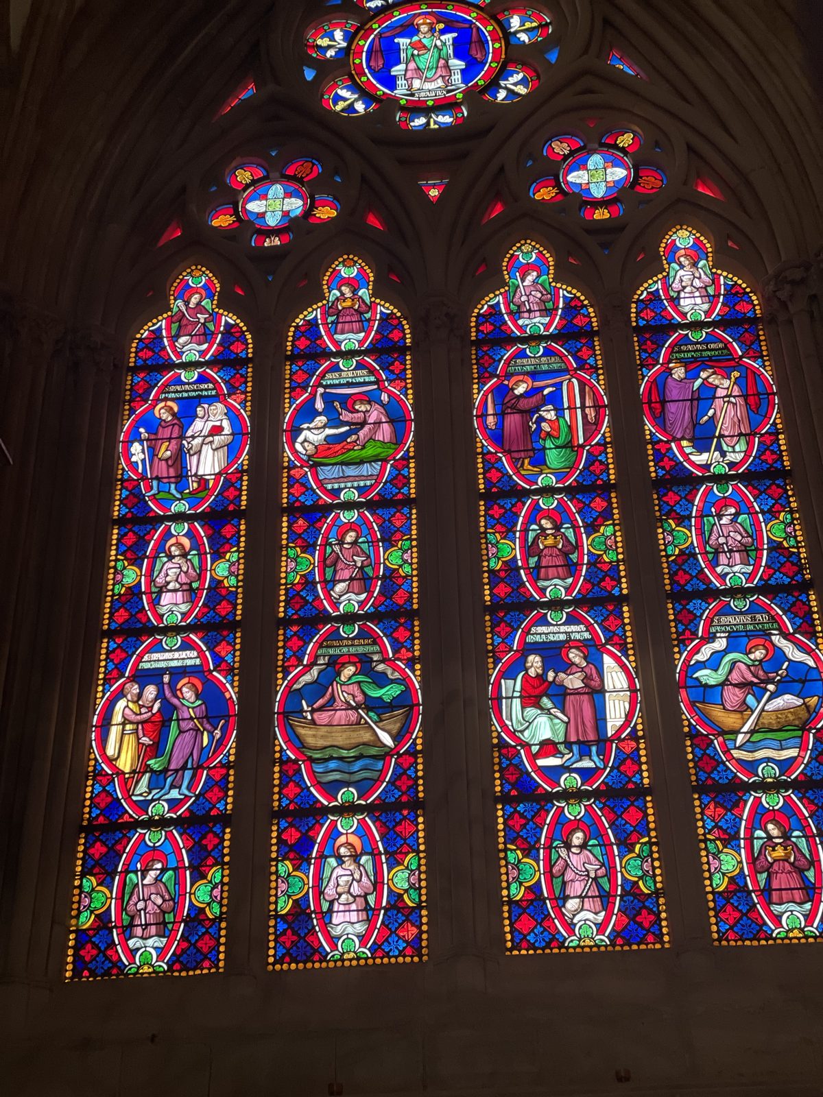 Stained glass windows in Bayeux, Normandy