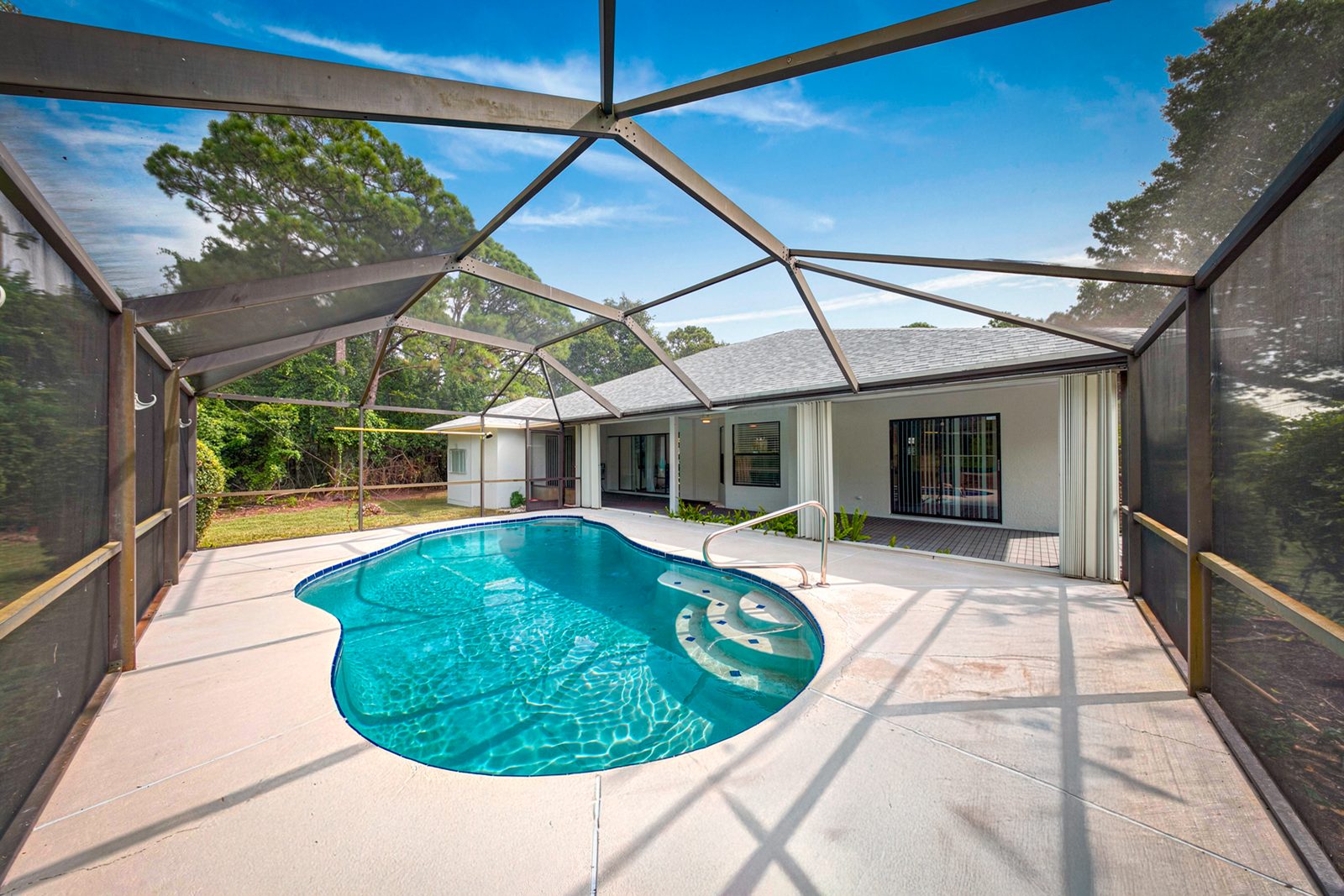 Screened pool at a home in Port St. Lucie, Florida