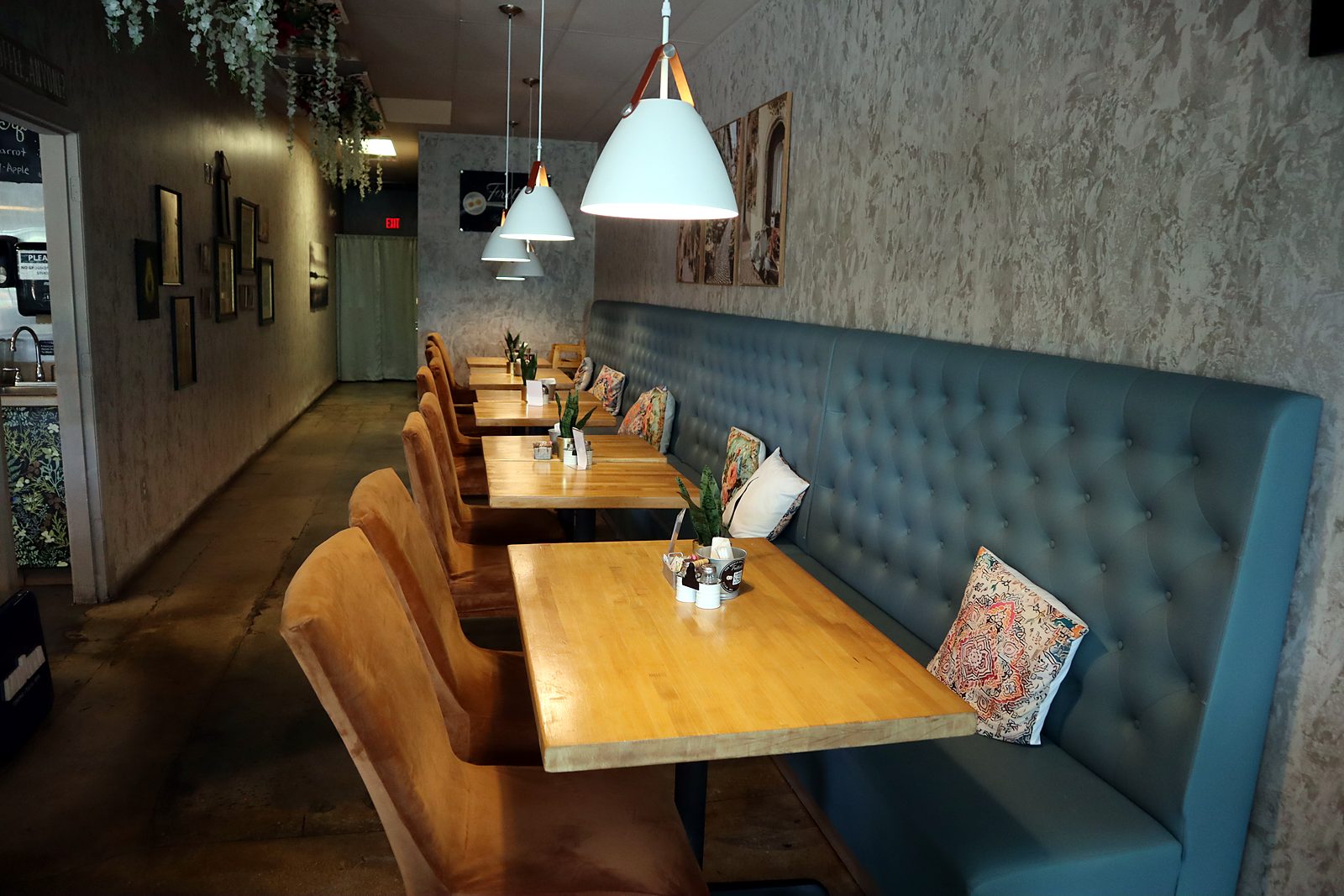Tables and booths inside a café and bistro in Port St. Lucie, Florida