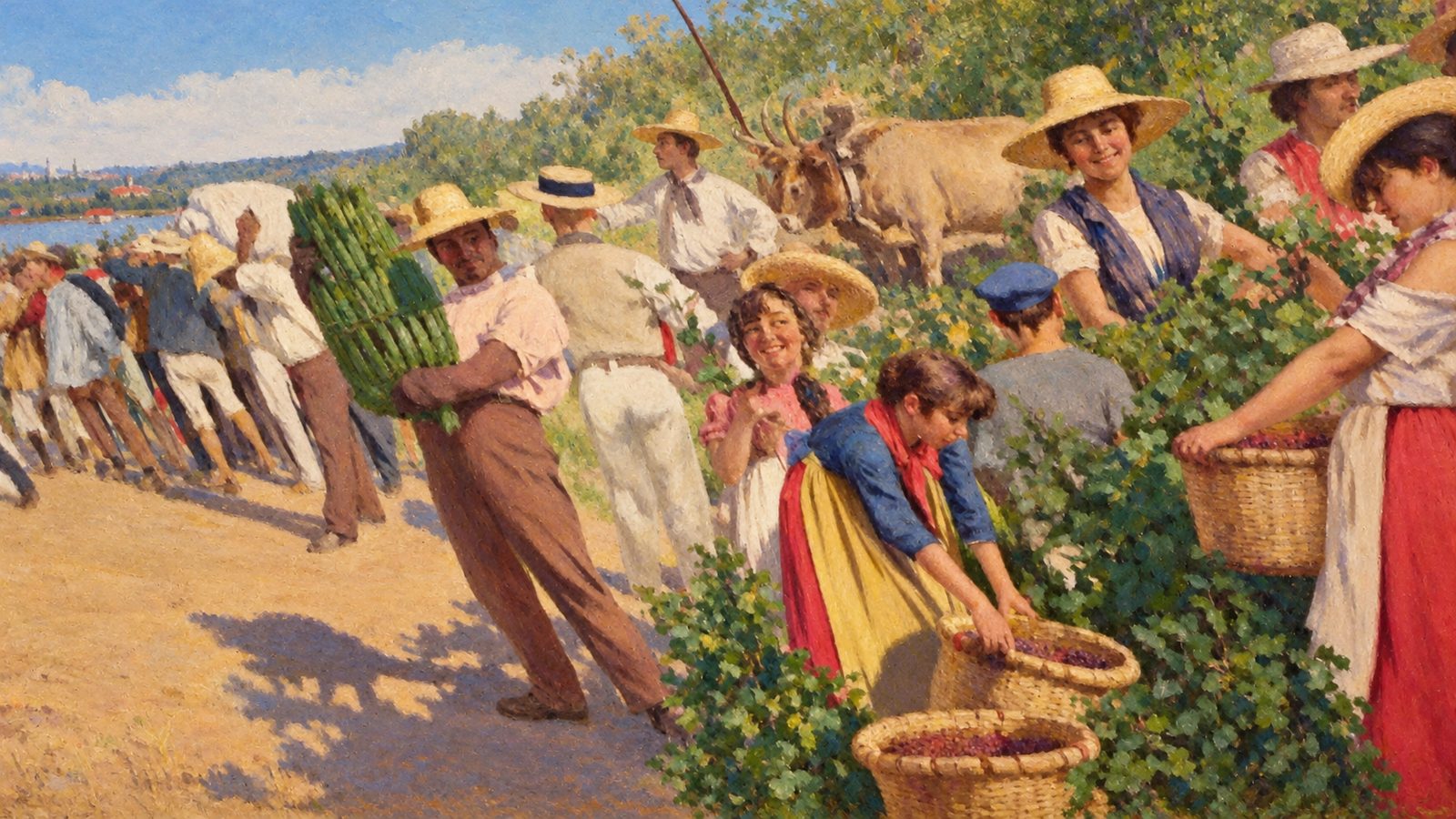 The hand-painted coffee harvest painting inside the Teatro Nacional