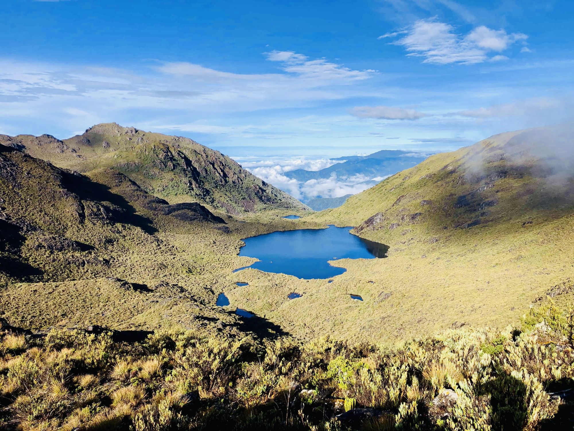 Lake and green mountains at Chirripó, Costa Rica
