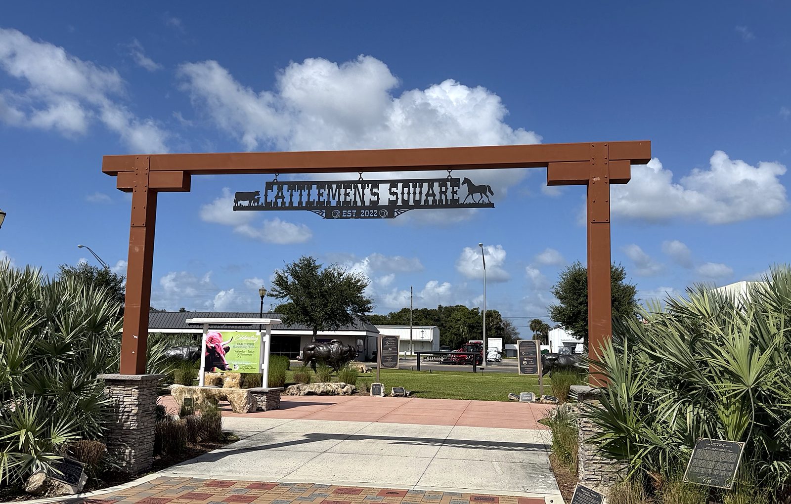 The Cattlemen's Square sign in downtown Okeechobee