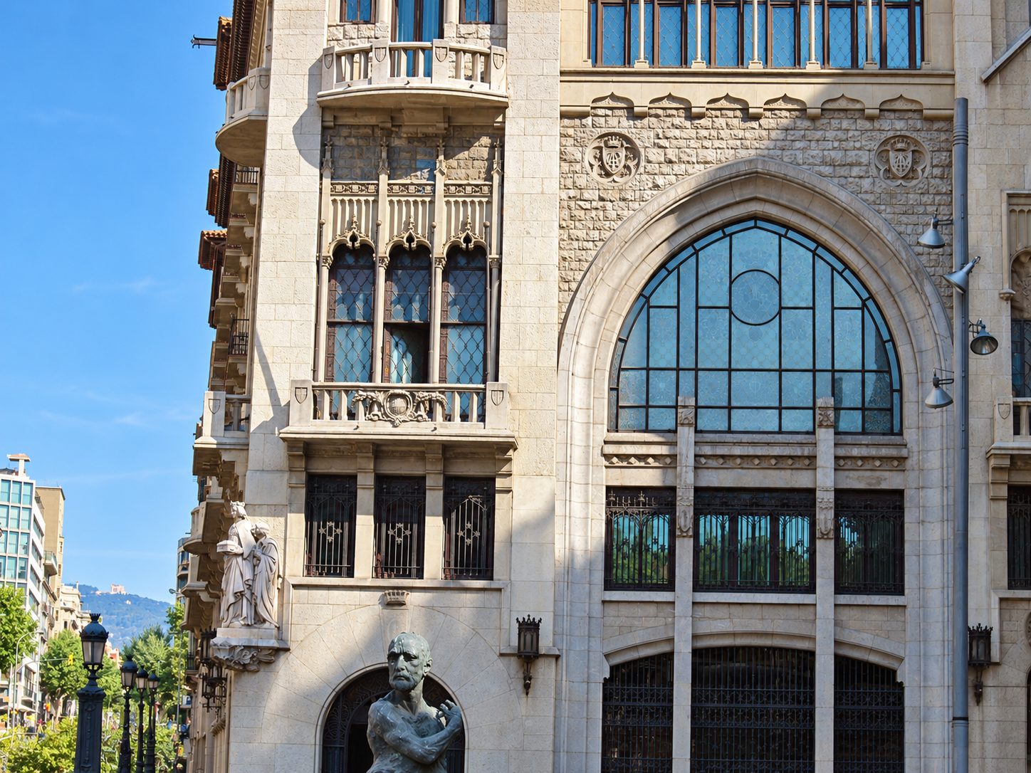 An old carved building front in Barcelona