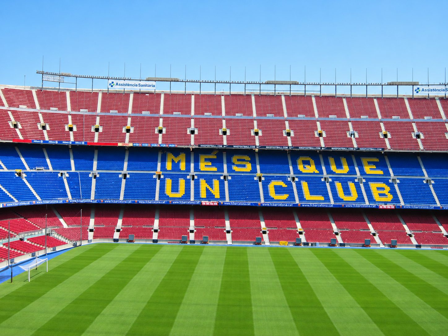 The Camp Nou stadium with the words Més que un club