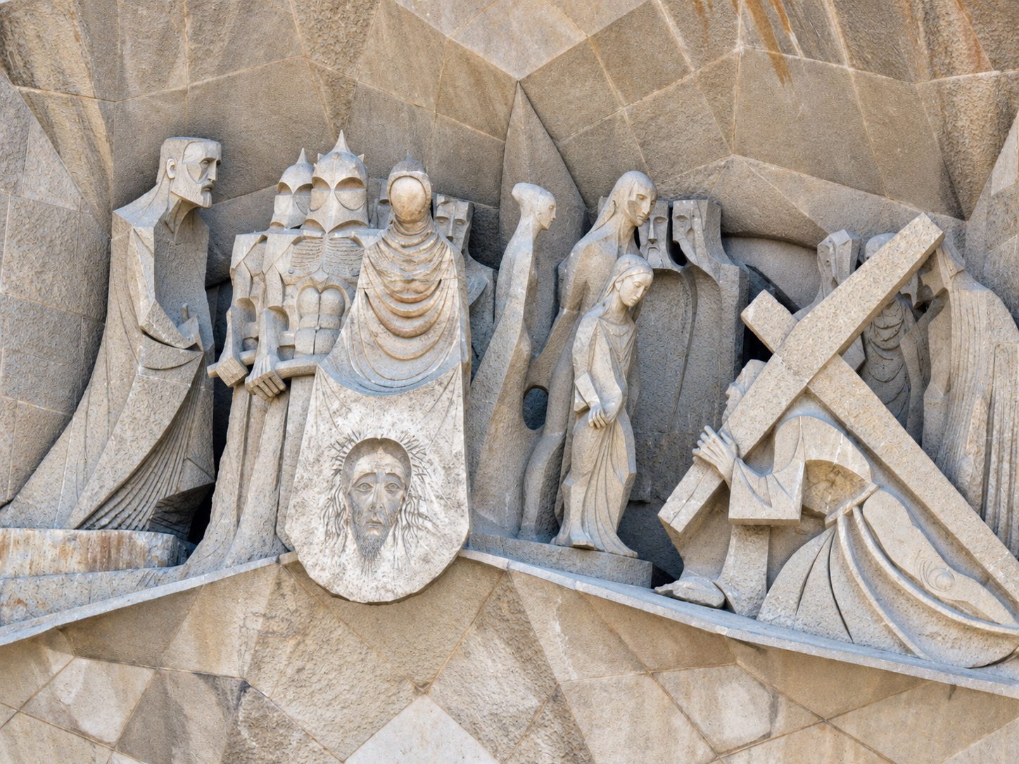 Stone figures on the Passion facade of the Sagrada Família
