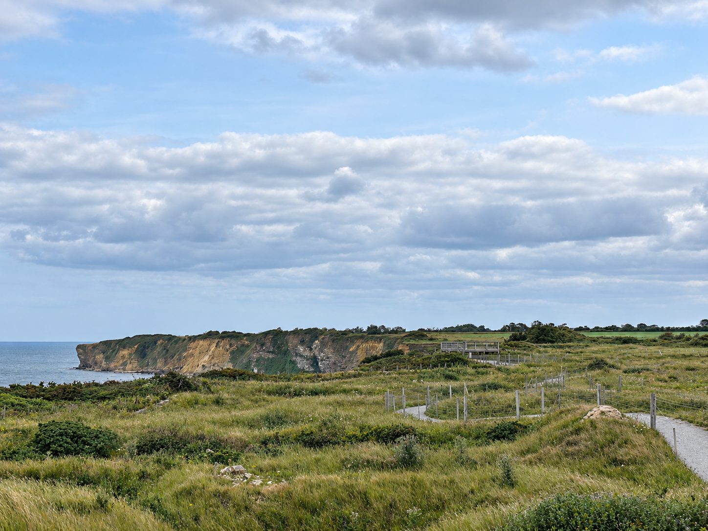The D-Day battlefield, with the cliffs behind