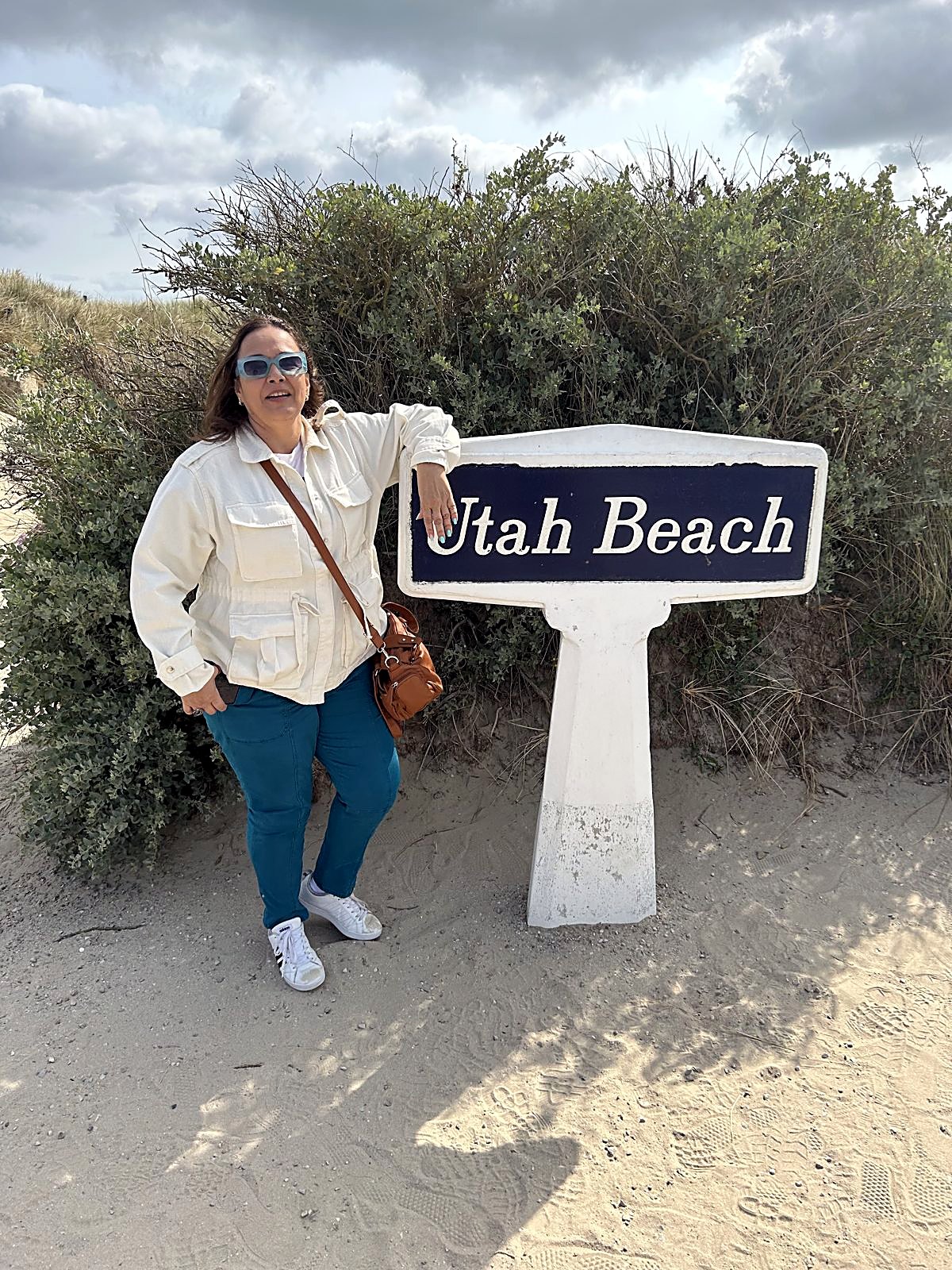 At the Utah Beach sign in Normandy