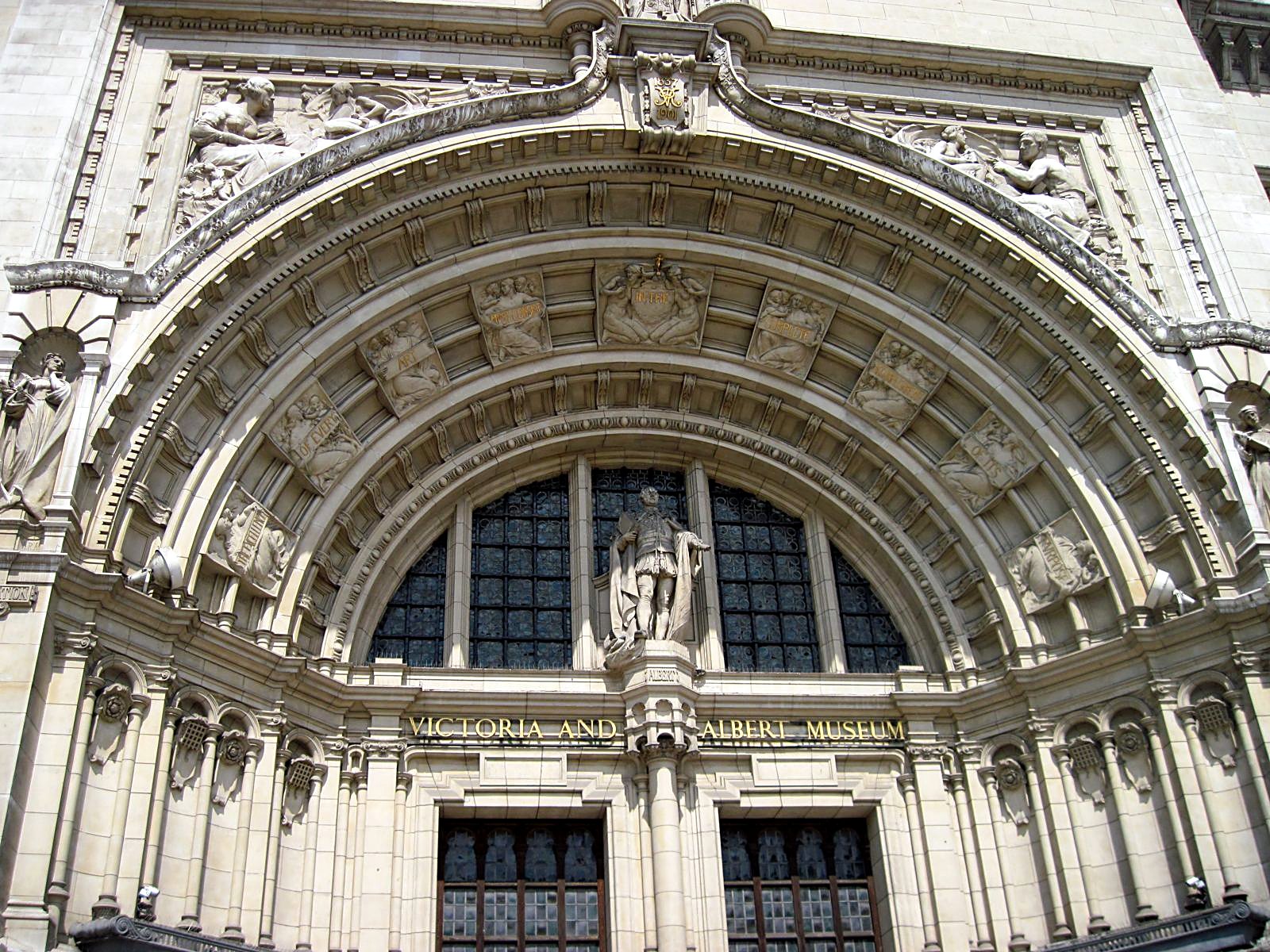 A carved stone arch on a building in London