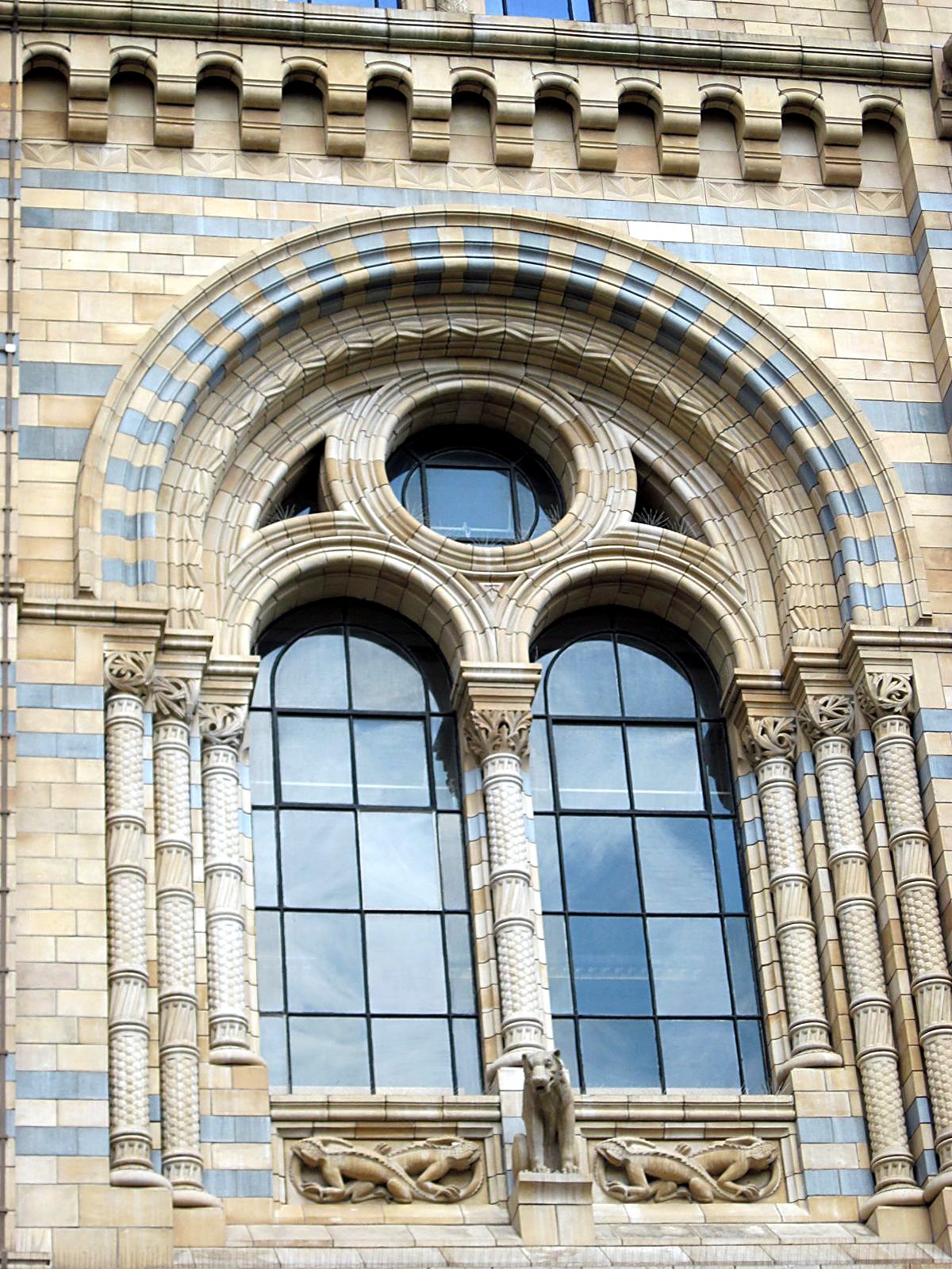 Old arched windows in London