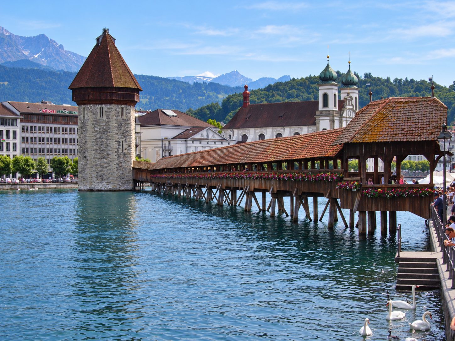 The Chapel Bridge in Lucerne, Switzerland