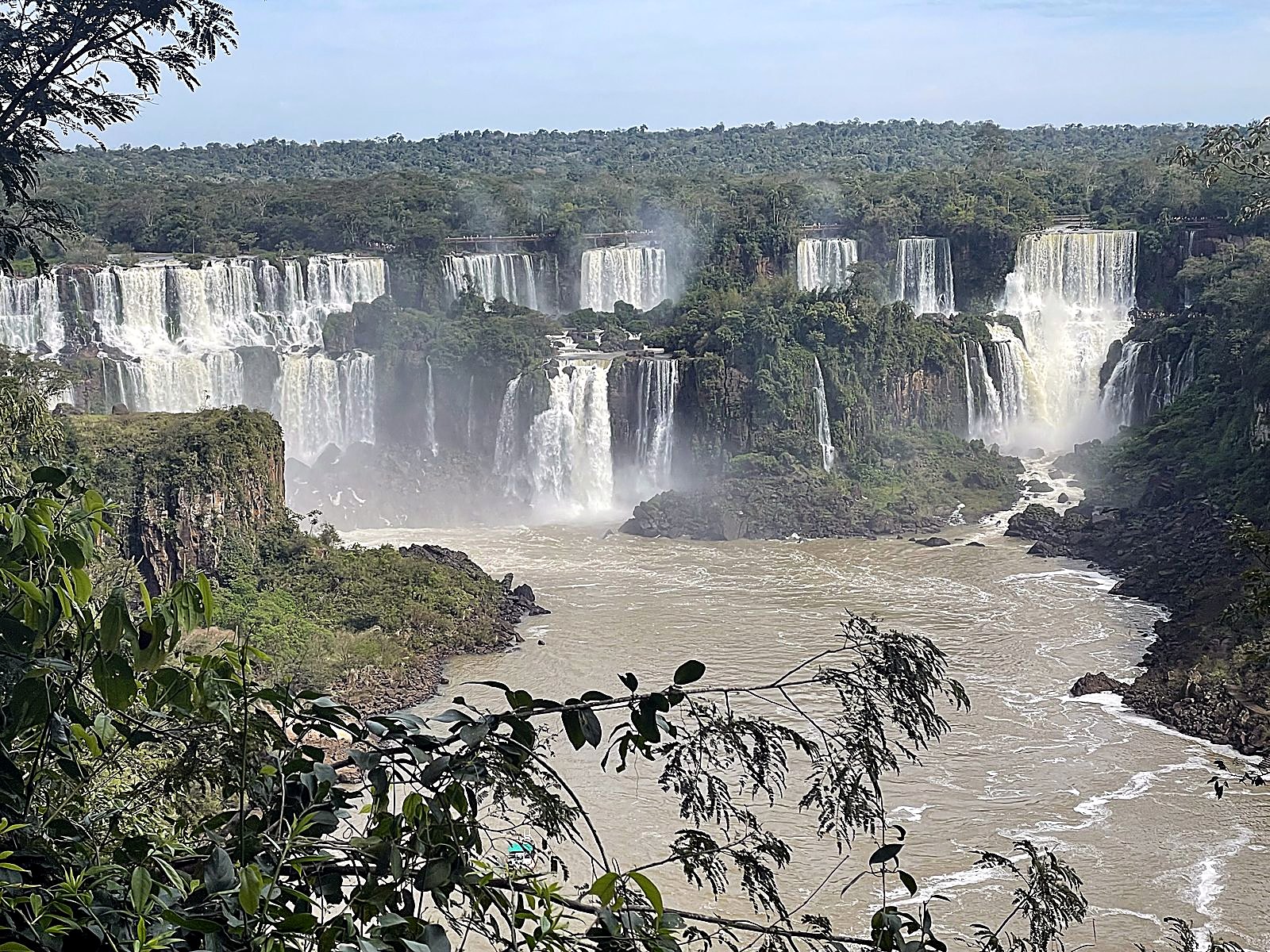 The Iguazu Falls and the river below, in Brazil