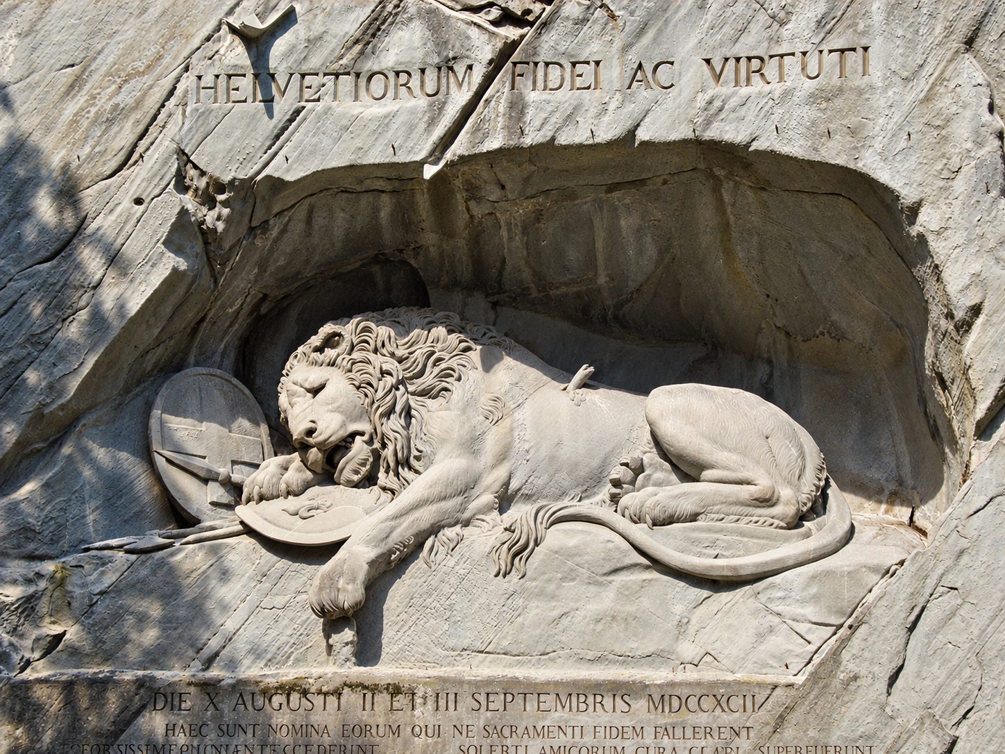 The Lion of Lucerne carved in stone