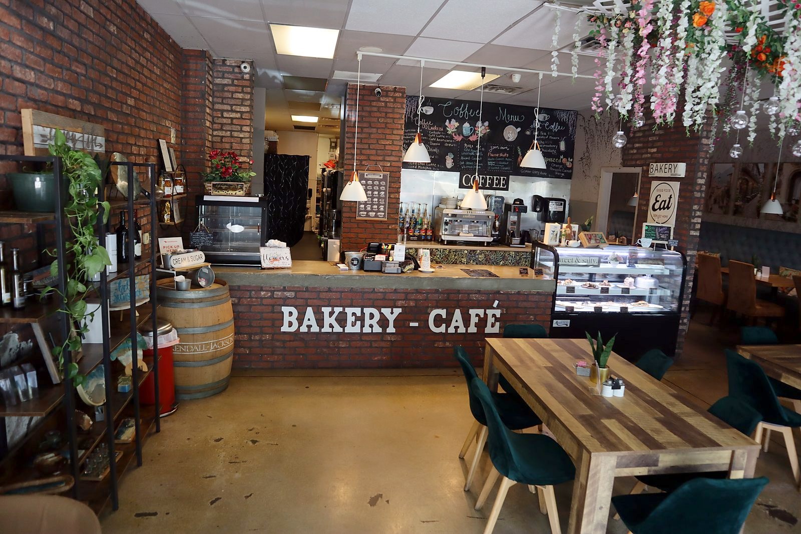 The bakery and café counter